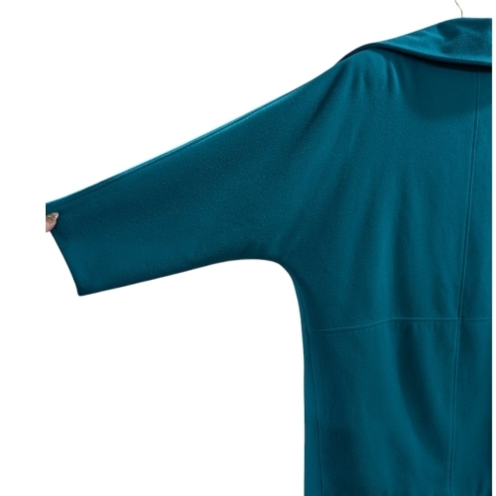 IB Diffusion Vintage Womens Coat Teal Knit Wool Cashmer W/ Pockets - Picture 4 of 10